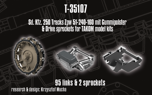 1/35 QuickTracks T-35107 Sd.Kfz. 250 Tracks Zpw 51-240-160 mit Gummipolster & Drive Sprockets for TAKOM