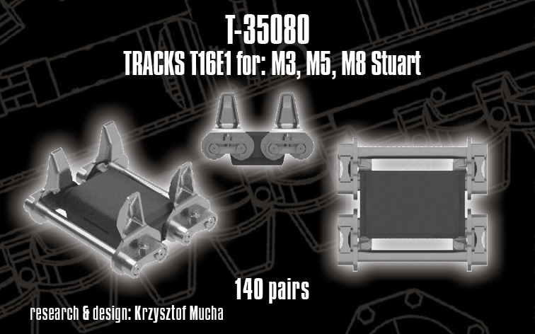 1/35 QuickTracks T-35080 T16E1 type Tracks for M3, M5, M8 Stuart