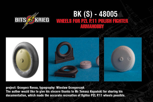 1/48 BitsKrieg BK48005S Wheels for PZL P.11c Polish Fighter (Arma Hobby)