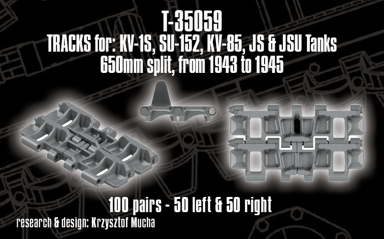 1/35 QuickTracks T-35059 Tracks for KV-1S; SU-152; KV-85; JS & JSU Tanks - 650mm; split; 1943-1945 prod.