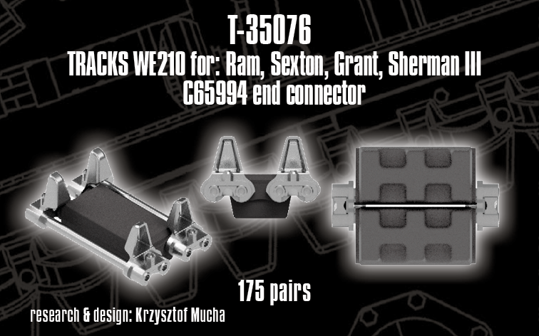 1/35 QuickTracks T-35076 TWE210 type Tracks for US Ram; Sexton; Grant; Sherman III