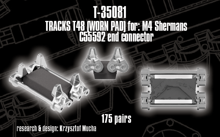 1/35 QuickTracks T-35081 T48 type Tracks (Worn Pads) for M4 Sherman