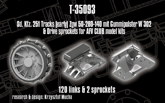 1/35 QuickTracks T-35093 Sd.Kfz. 251 Tracks (early) & Drive sprockets for AFV Club model kits