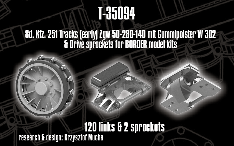 1/35 QuickTracks T-35094 Sd.Kfz. 251 Tracks (early) & Drive sprockets for BORDER model kits