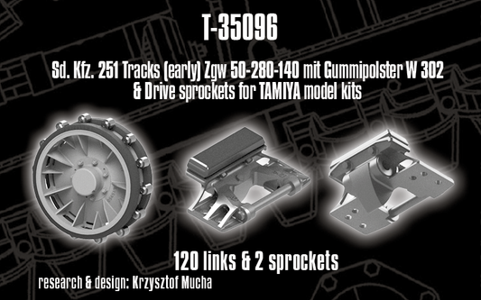 1/35 QuickTracks T-35096 Sd.Kfz. 251 Tracks (early) & Drive sprockets for TAMIYA model kits