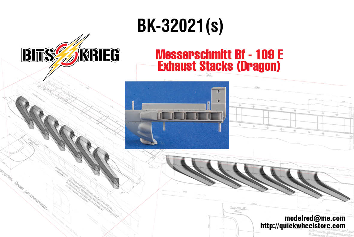 1/32 BitsKrieg BK32021 Messerschmitt Bf-109 E Exhaust Stacks (Dragon)