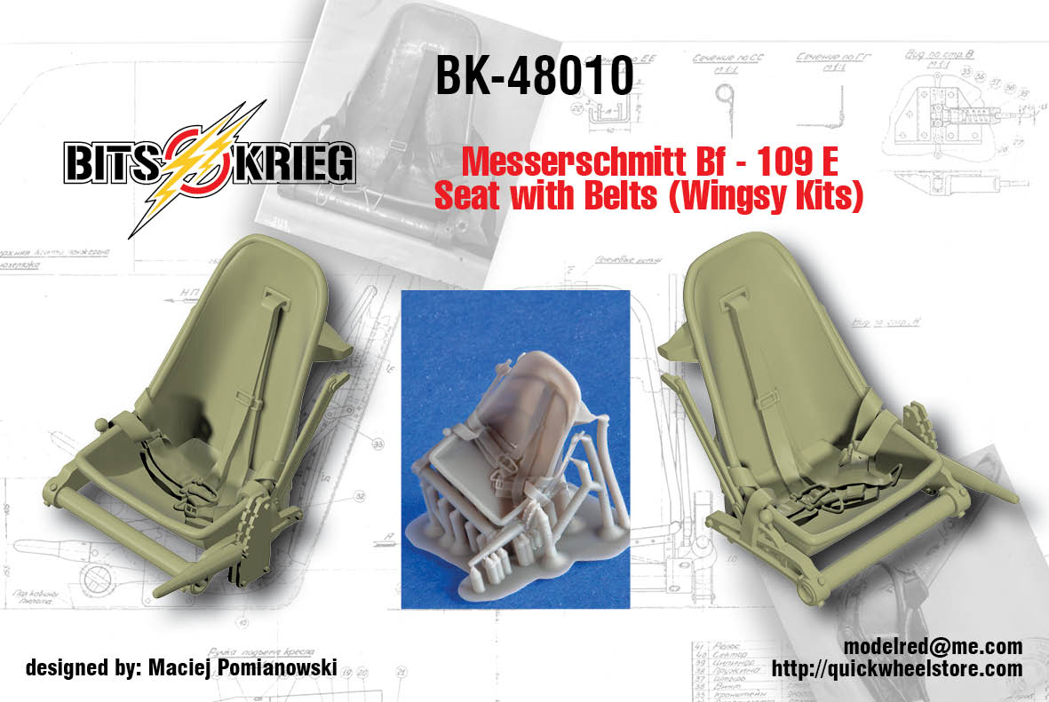 1/48 BitsKrieg BK48010S Messerschmitt Bf-109 E Seat with belts (Wingsy)