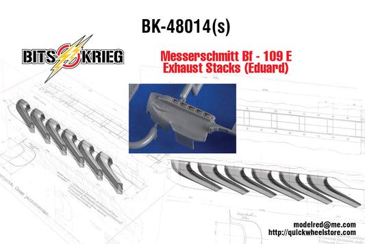 1/48 BitsKrieg BK48014S Messerschmitt Bf-109 E Exhaust Stacks (Eduard)