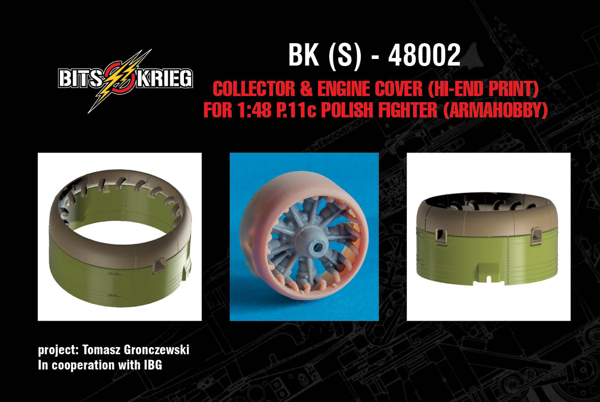 1/48 BitsKrieg BK48002S Collector & Engine cover for PZL P.11c Polish Fighter (Arma Hobby)