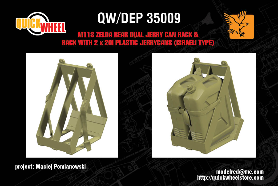 1/35 QW/DEP-35009 M113 Zelda dual jerry can rack (empty) & rack with 2x 20l plastic jerry cans (IDF type)