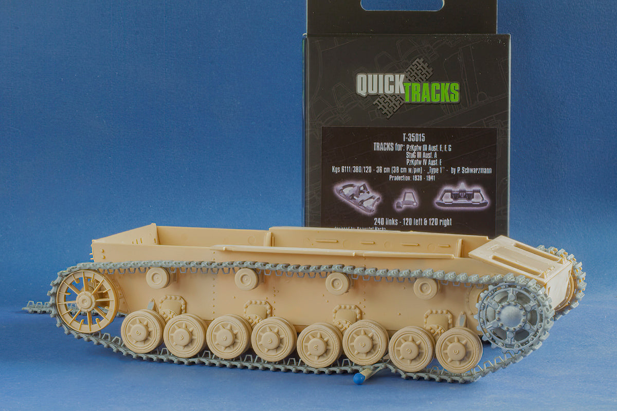 1/35 QuickTracks T-35015 Tracks for Pz.Kpfw. III Ausf. E, F, G; StuG III Ausf. A; Pz.Kpfw. IV Ausf. E - "type 1" 1939-1941 prod.