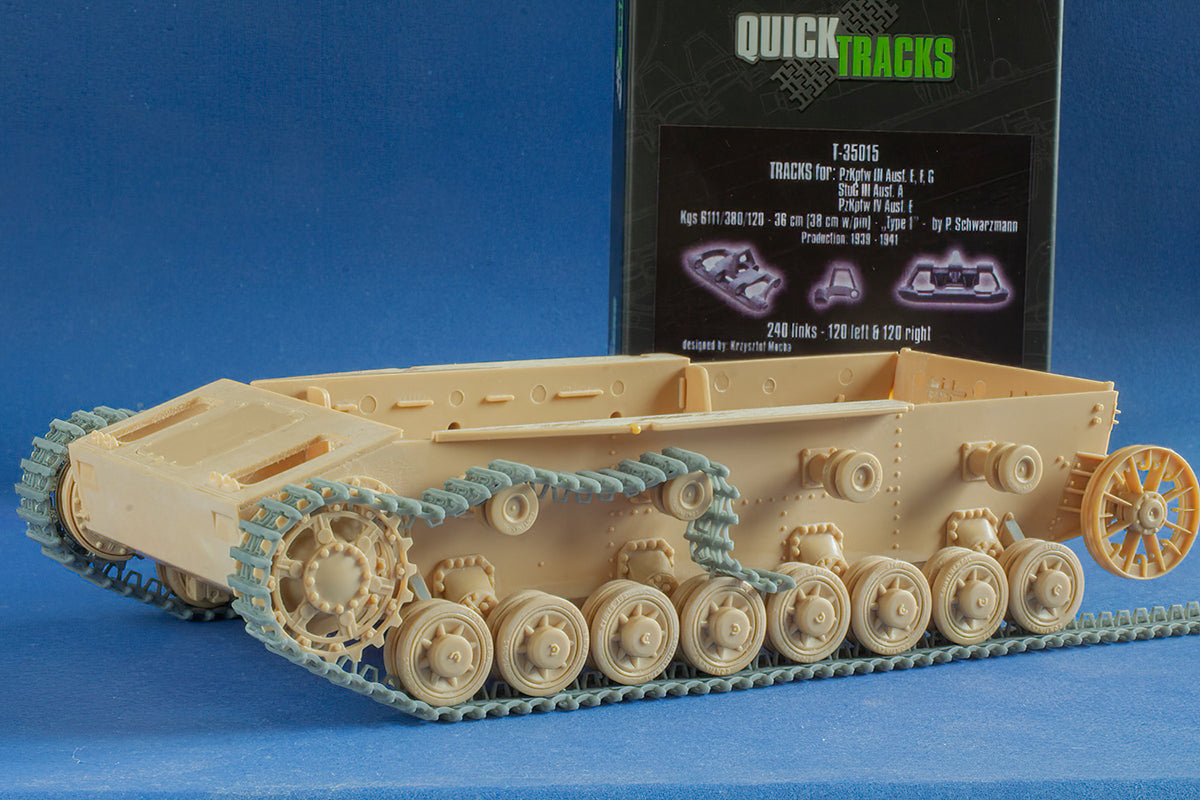 1/35 QuickTracks T-35015 Tracks for Pz.Kpfw. III Ausf. E, F, G; StuG III Ausf. A; Pz.Kpfw. IV Ausf. E - "type 1" 1939-1941 prod.