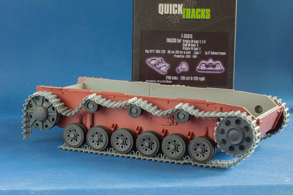 1/35 QuickTracks T-35015 Tracks for Pz.Kpfw. III Ausf. E, F, G; StuG III Ausf. A; Pz.Kpfw. IV Ausf. E - "type 1" 1939-1941 prod.