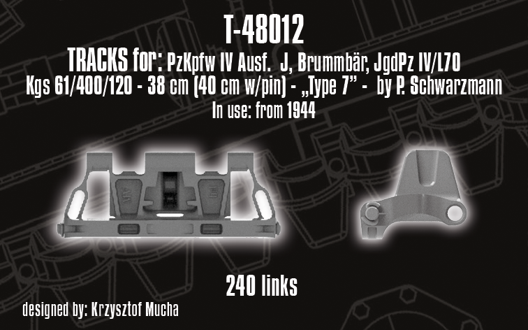 1/48 QuickTracks T-48012 Tracks for Pz.Kpfw. IV Ausf. J; Brummbar; Jgd.Pz. IV/L70 - "type 7". 1944+ prod.