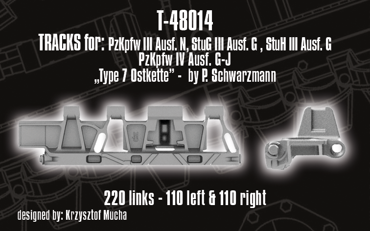 1/48 QuickTracks T-48014 Tracks for Pz.Kpfw. III Ausf. N; StuG III Ausf. G; StuH III Ausf. G; Pz.Kpfw. IV Ausf. G-J - "type 7 Ostkette"