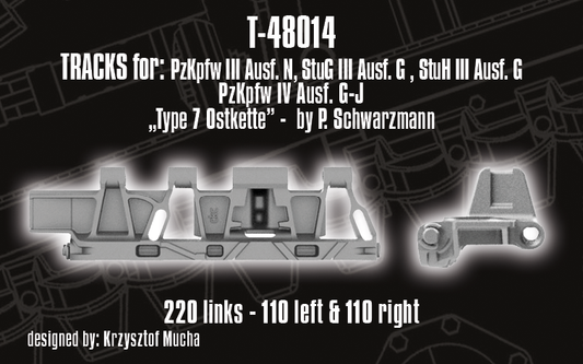 1/48 QuickTracks T-48014 Tracks for Pz.Kpfw. III Ausf. N; StuG III Ausf. G; StuH III Ausf. G; Pz.Kpfw. IV Ausf. G-J - "type 7 Ostkette"