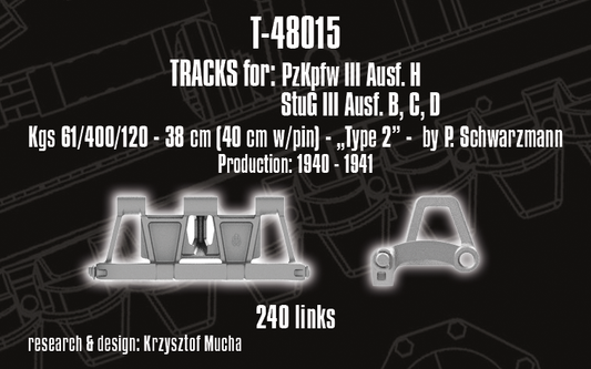 1/48 QuickTracks T-48015 Tracks for Pz.Kpfw. III Ausf. H; StuG III Ausf. B, C, D - "type 2" 1940-1941 prod.