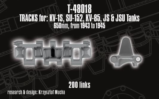 1/48 QuickTracks T-48018 Tracks for KV-1S; SU-152; KV-85; JS & JSU Tanks - 650mm; 1943-1945 prod.