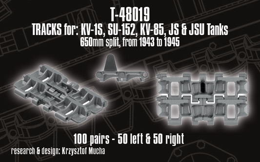 1/48 QuickTracks T-48019 Tracks for KV-1S; SU-152; KV-85; JS & JSU Tanks - 650mm; Split; 1943-1945 prod.