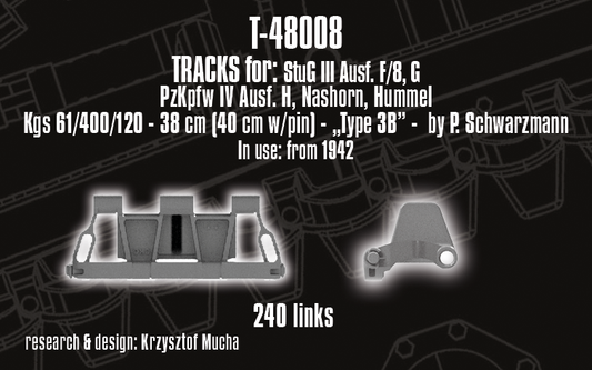 1/48 QuickTracks T-48008 Tracks for StuG III Ausf. F/8, G; Pz.Kpfw. IV Ausf. H; Nashorn; Hummel - "type 3B". 1942+ prod.