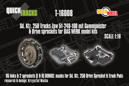 1/16 QuickTracks T-16008 Sd.Kfz. 250 Tracks & Drive Sprockets for DAS WERK kits