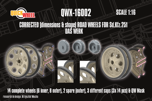 1/16 QuickWheel QWX-16002 Corrected Sd.Kfz. 251 Road Wheels for Das Werk kits