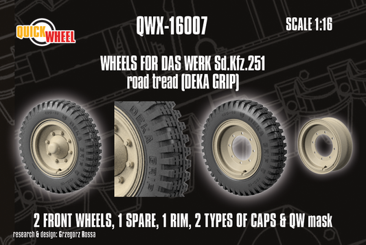 1/16 QuickWheel QWX-16007 Corrected Sd.Kfz. 251 Front Wheels for Das Werk kits - off-road tread (deka)