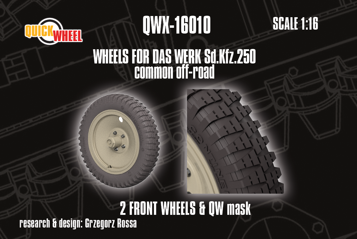 1/16 QuickWheel QWX-16010 Sd.Kfz. 250 Front Wheels for Das Werk kits - common off-road