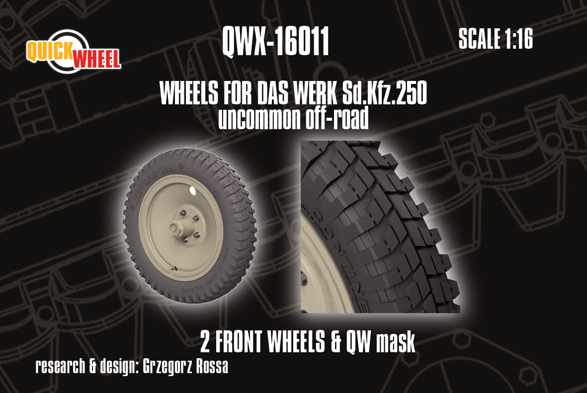 1/16 QuickWheel QWX-16011 Sd.Kfz. 250 Front Wheels for Das Werk kits - uncommon off-road