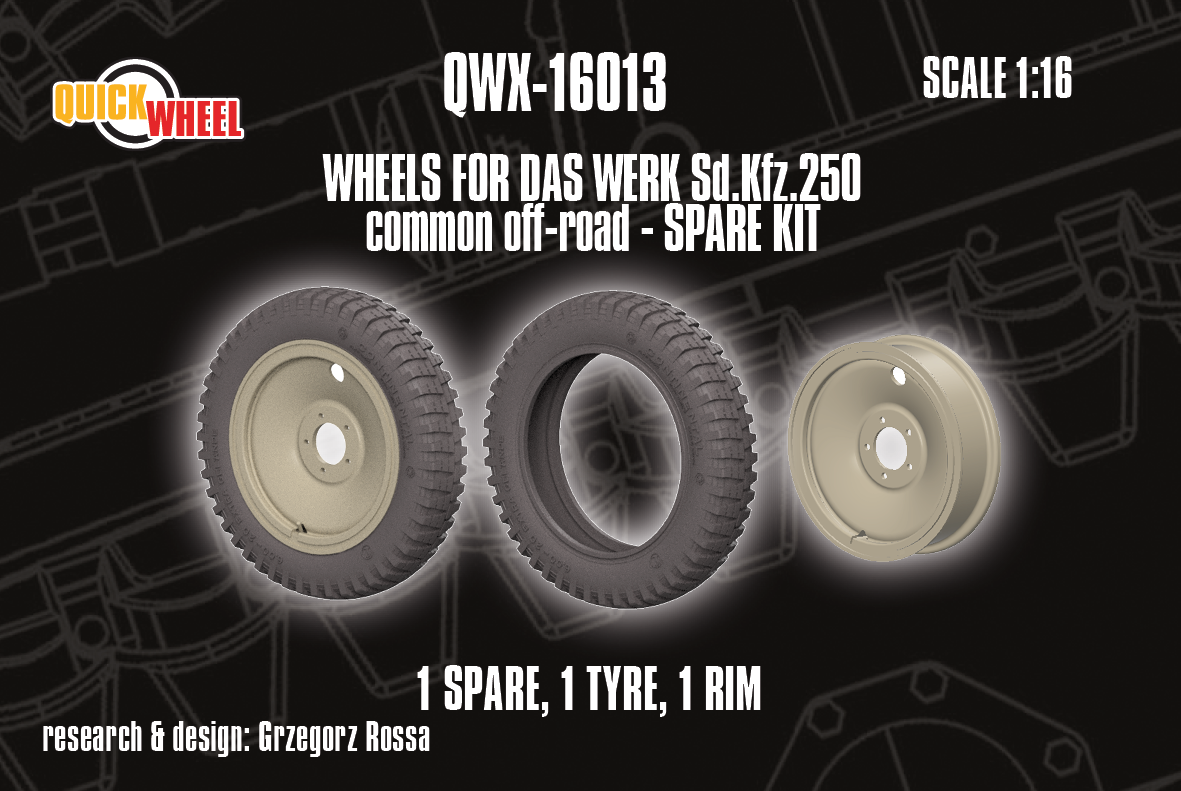 1/16 QuickWheel QWX-16013 Sd.Kfz. 250 Spare kit for Das Werk kits - common off-road