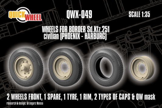 1/35 QuickWheel QWX-049 Front Wheels for Sd.Kfz. 251 civilian road tread (for Border kits)