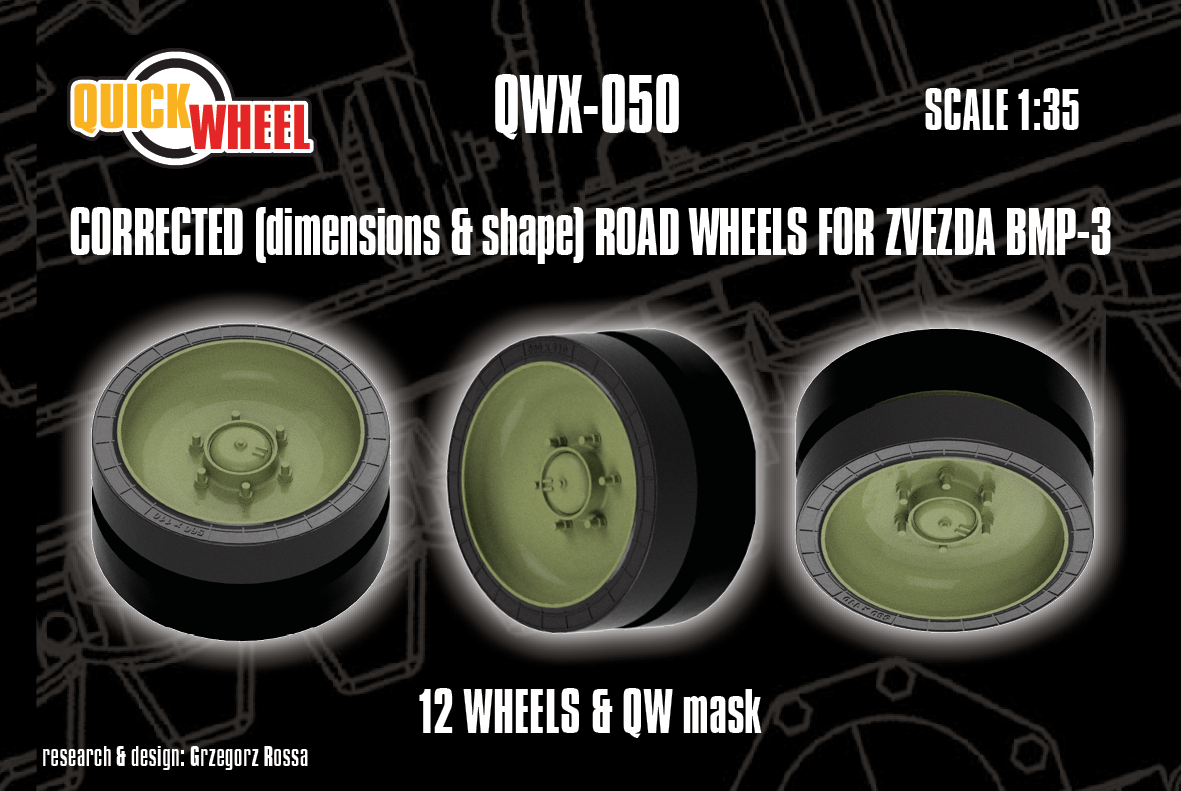 1/35 QuickWheel QWX-050 BMP-3 Road Wheels (corrected dimensions & shape) - Zvezda