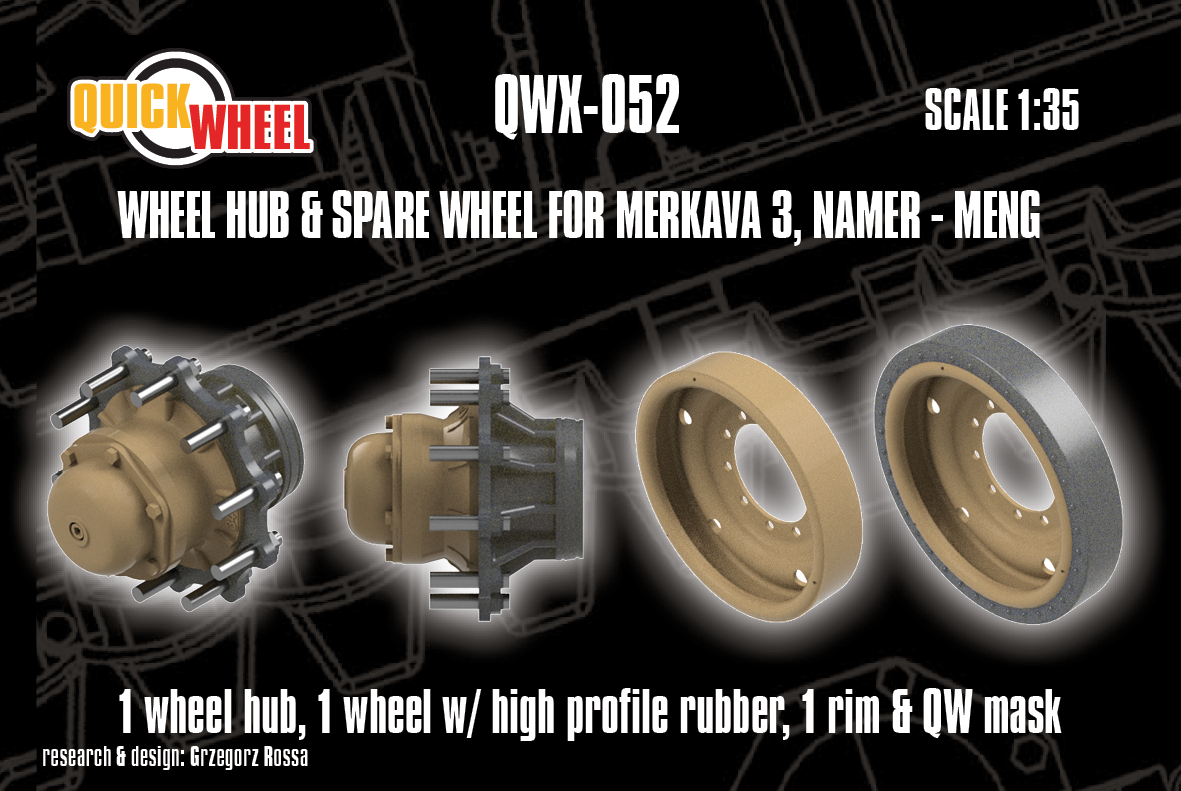 1/35 QuickWheel QWX-052 IDF Merkava 3 / Namer Wheel Hub, Spare Wheel (Early) & Rim - MENG