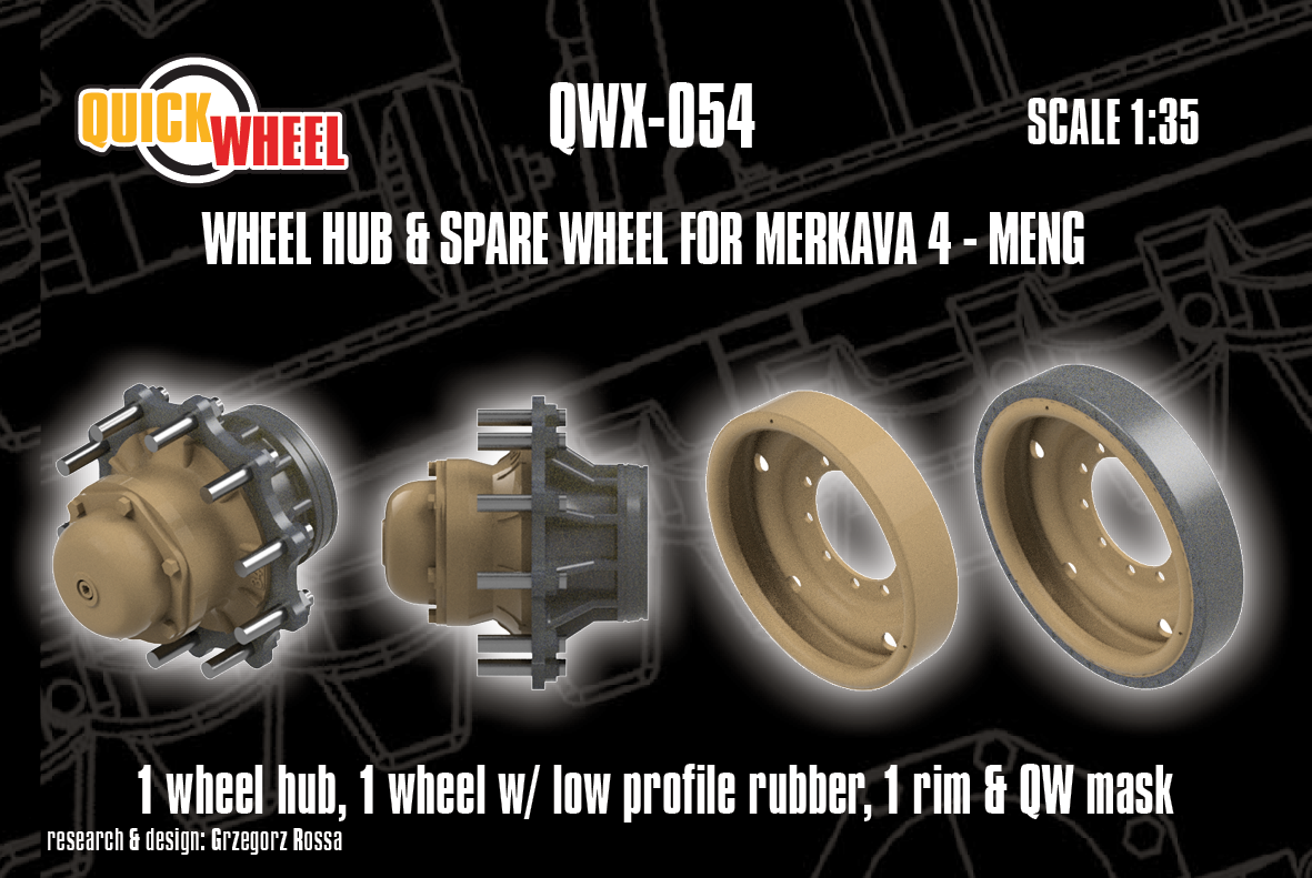 1/35 QuickWheel QWX-054 IDF Merkava 4 Wheel Hub, Spare Wheel & Rim - MENG