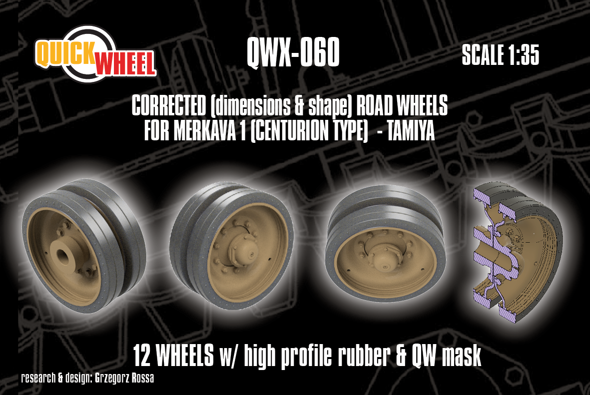 1/35 QuickWheel QWX-060 Merkava 1 Road Wheels (Centurion type) for Tamiya model kits