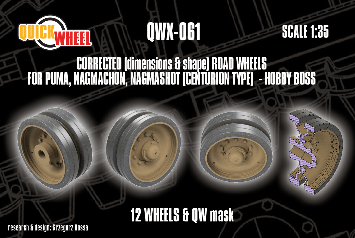 1/35 QuickWheel QWX-061 Puma; Nagmachon; Nagmashot Road Wheels (Centurion type) for Hobby Boss model kits