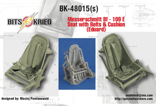 1/48 BitsKrieg BK48015S Messerschmitt Bf-109 E Seat with Belts & Cushion (Eduard)