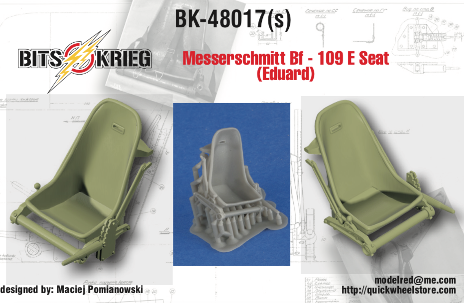 1/48 BitsKrieg BK48017S Messerschmitt Bf-109 E Seat (Eduard)