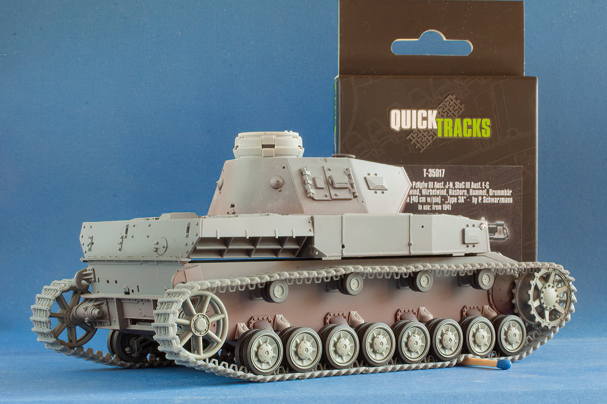 1/35 QuickTracks T-35017 Tracks for Pz.Kpfw. III Ausf. J-N; StuG III Ausf. E-G; Pz.Kpfw. IV Ausf. F-H; Ostwind; Wirbelwind; Nashorn; Hummel; Brummbar - "type 3A". 1941+ prod.