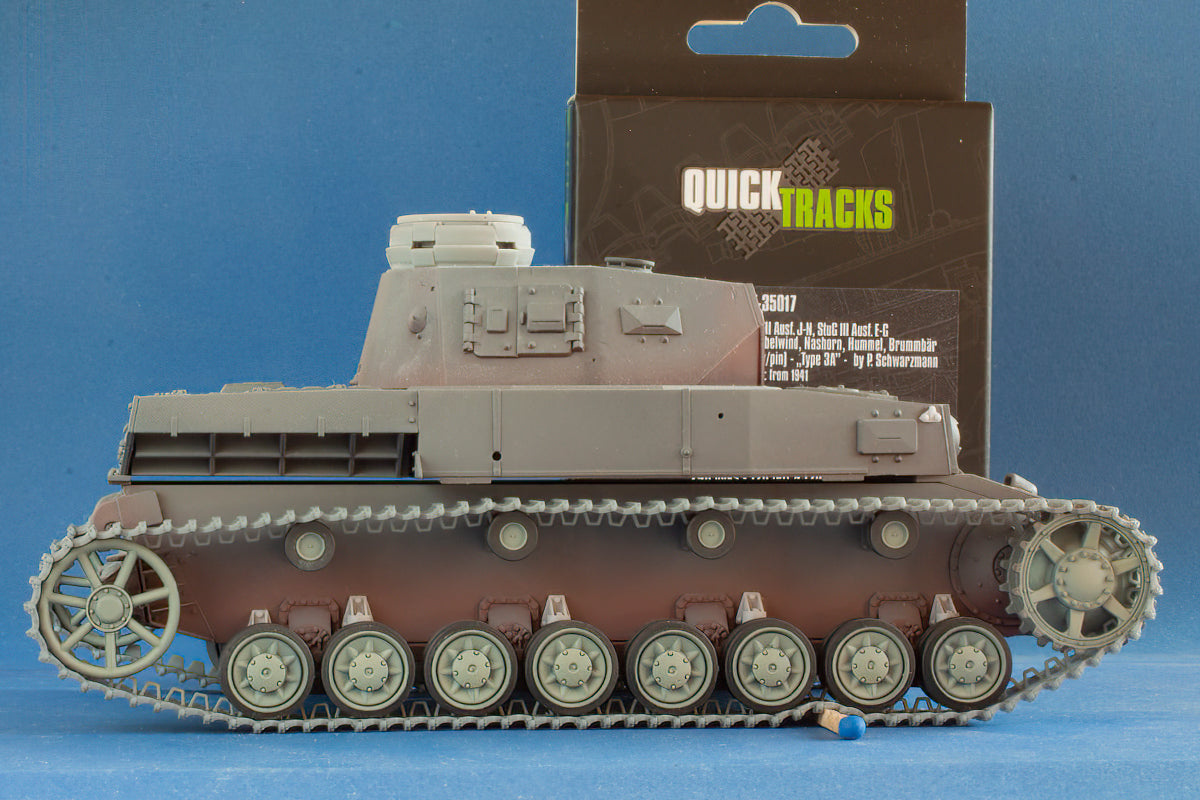 1/35 QuickTracks T-35017 Tracks for Pz.Kpfw. III Ausf. J-N; StuG III Ausf. E-G; Pz.Kpfw. IV Ausf. F-H; Ostwind; Wirbelwind; Nashorn; Hummel; Brummbar - "type 3A". 1941+ prod.