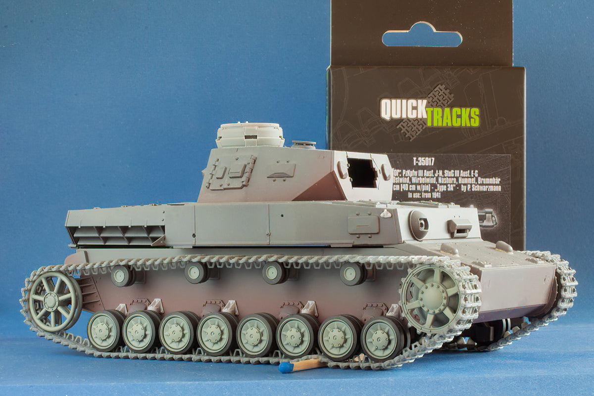 1/35 QuickTracks T-35017 Tracks for Pz.Kpfw. III Ausf. J-N; StuG III Ausf. E-G; Pz.Kpfw. IV Ausf. F-H; Ostwind; Wirbelwind; Nashorn; Hummel; Brummbar - "type 3A". 1941+ prod.