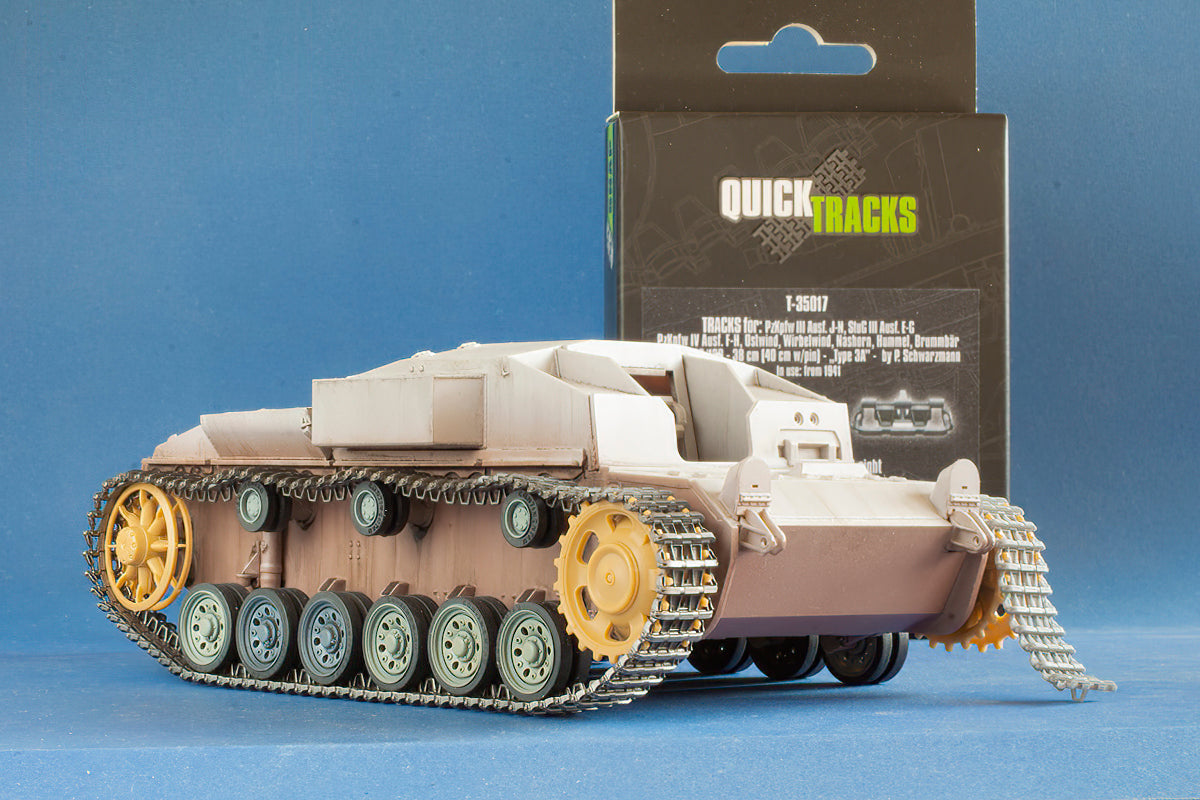 1/35 QuickTracks T-35017 Tracks for Pz.Kpfw. III Ausf. J-N; StuG III Ausf. E-G; Pz.Kpfw. IV Ausf. F-H; Ostwind; Wirbelwind; Nashorn; Hummel; Brummbar - "type 3A". 1941+ prod.