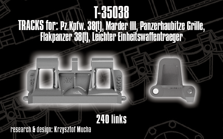 1/35 QuickTracks T-35038 Tracks for Pz.Kpfw. 38(t); Marder III; Panzerhaubitze Grille; Flakpanzer 38(t); Leichter Einheitswaffentraeger