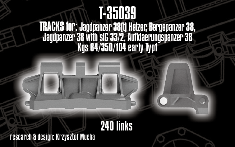 1/35 QuickTracks T-35039 Tracks for Jagdpanzer 38(t) Hetzer; Bergepanzer 38; Jagdpanzer 38 with sIG 33/2; Aufklaerungspanzer 38 - early, type 1