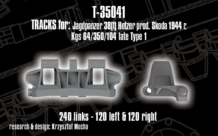 1/35 QuickTracks T-35041 Tracks for Jagdpanzer 38(t) Hetzer prod. Skoda 1944 - late, Type 1