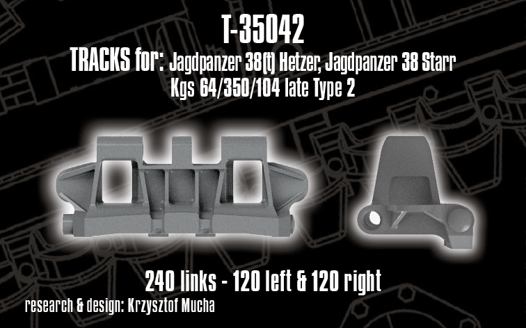 1/35 QuickTracks T-35042 Tracks for Jagdpanzer 38(t) Hetzer; Jagdpanzer 38 Starr - late, Type 2