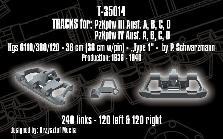 1/35 QuickTracks T-35014 Tracks for Pz.Kpfw. III & Pz.Kpfw. IV A, B, C, D "type 1" 1936-1940 prod.