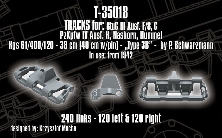 1/35 QuickTracks T-35018 Tracks for StuG III Ausf. F/8, G; Pz.Kpfw. IV Ausf. H; Nashorn; Hummel - "type 3B". 1942+ prod.