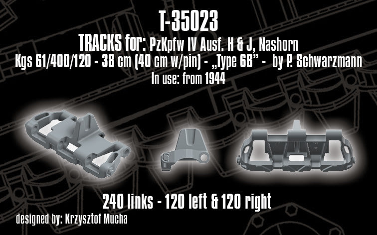 1/35 QuickTracks T-35023 Tracks for Pz.Kpfw. IV Ausf. H & J; Nashorn - "type 6B". 1944+ prod.