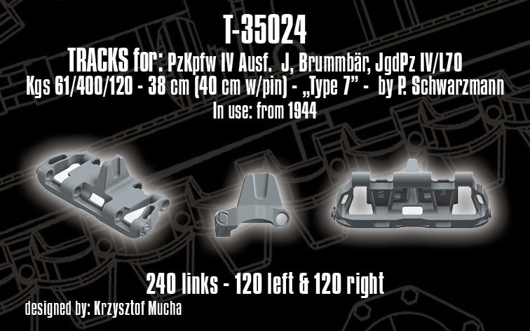 1/35 QuickTracks T-35024 Tracks for Pz.Kpfw. IV Ausf. J; Brummbar; Jgd.Pz. IV/L70 - "type 7". 1944+ prod.